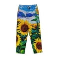 thumbnail image 4 of Disketp Landscape With Sunflowers Print Women'S Comfy Pajama Pants Casual Drawstring Palazzo Lounge Wide Leg Pants, 4 of 9