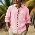 thumbnail image 1 of RXIRUCGD Chemise Blouse pour Homme Mode Décontractée Unie à Boutons Col Rond Manches Longues Col Rabattu, Rose, Taille : L, 1 of 6
