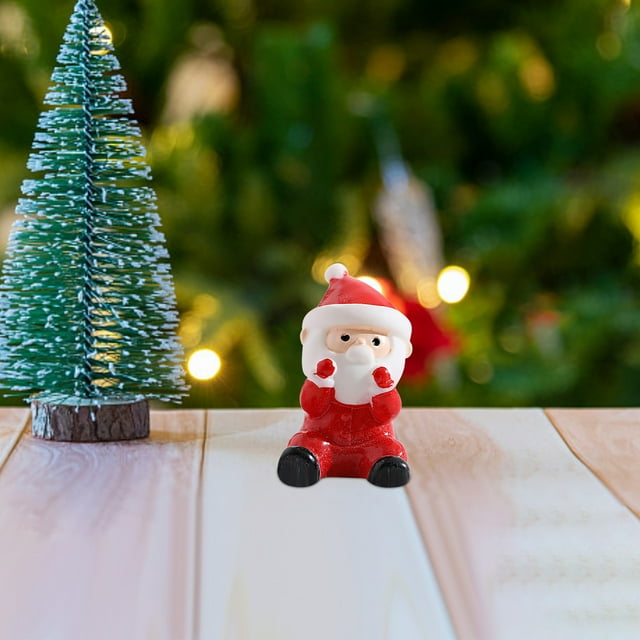 Xihbxyly Figuras Navideñas En Miniatura, Adornos de Resina de Papá Noel, 9 Adorables Diseños de Papá Noel, Base Plana Fácil de Colocar, Decoración Festiva Diy, Regalo para Árbol de Navidad o Calcetín
