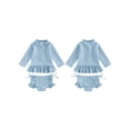 thumbnail image 2 of BemeyourBBs Toddler Baby Girl 2 Piece Swimsuit Set Infant Girls Bathing Suit Long Sleeve Rash Guard Swimwear Frill Mock Neck Eyelet Hollow Out Zipper Swiming Tops Bottoms Bikini Set Summer Beachwear, 2 of 9
