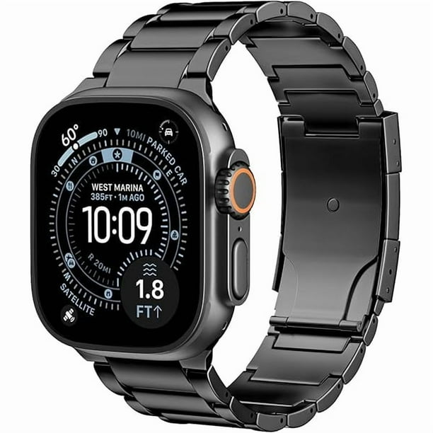 wonima44 Upgraded Titanium Band Replacement Compatible with Apple Watch Band Ultra 3 Ultra 2/Ultra 49mm,iWatch Series 11/10 46mm,9/8/7 45mm,SE3/SE2/SE/6/5/4 44mm,3/2/1 42mm, Titanium Watch Band, Black