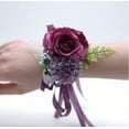 thumbnail image 3 of 2 Pack Flower Wrist Corsage Boutonniere Set,3" Artificial Rose and Carnation Handmade Silk Flower for Wedding Flowers Accessories Prom Suit Decor, 3 of 4