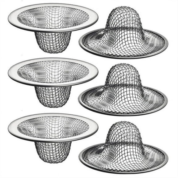 New Arrivals 6 Pack - 2.125Inch Top / 1Inch Basket Mesh Sink Drain Strainer Hair Catcher for Bathroom Sink, Utility, Slop, Laundry