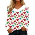 thumbnail image 2 of Aboser Womens Off the Shoulder Tops Funny Love Heart Printed Shirts Faux Fur Trim Sweaters Long Sleeve Going Out Top Loose Casual Cute Shirt Blouse, 2 of 4