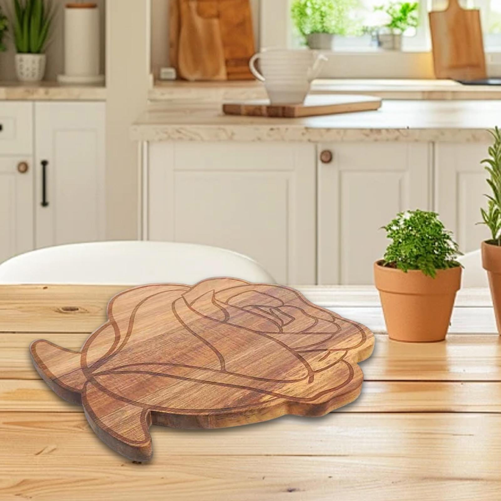 Fiocias Flower Shaped Cutting Board Wood Bread Board Portable Chopping Board for Cutting