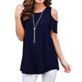 thumbnail image 1 of DYMADE Womens Cold Shoulder Soild Casual Tunic Blouse Tops, 1 of 2
