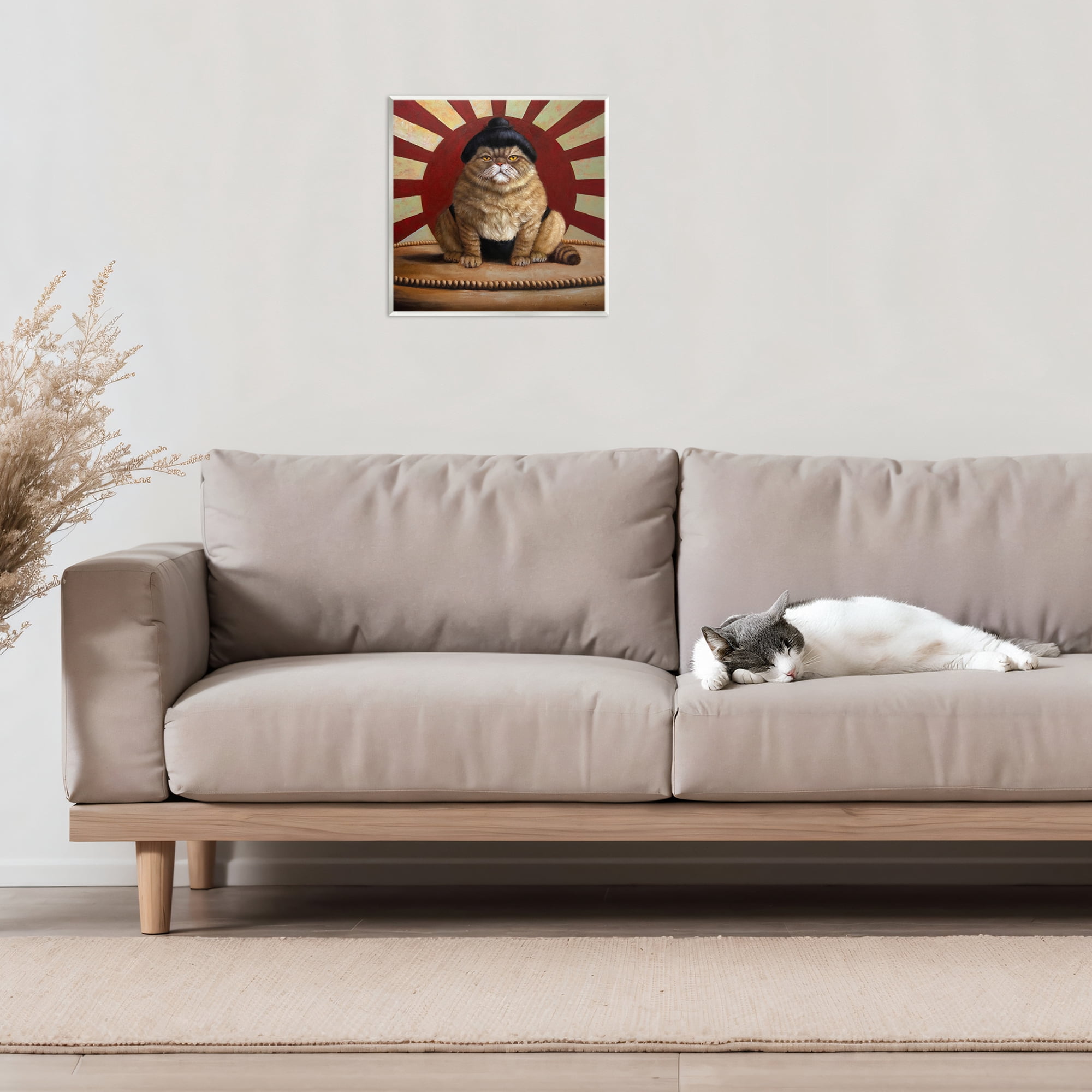Stupell Industries Sumo Cat with Sun Rays Wall Plaque Art, design by Lucia Heffernan