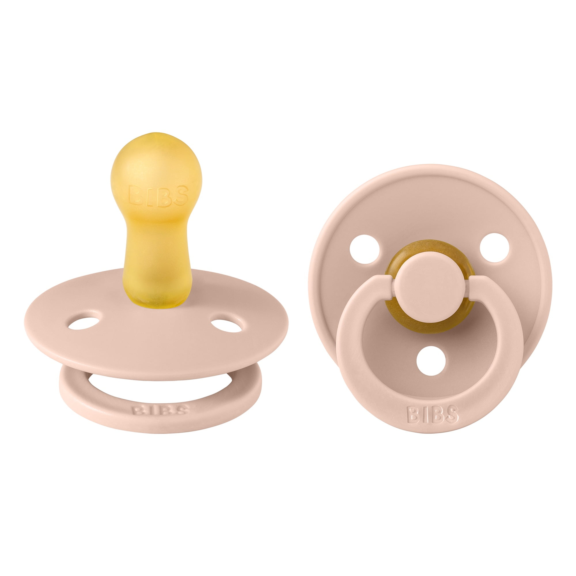 (3 pack) BIBS Colour, Natural Rubber Latex Pacifier Size 2, 6-18 Months, Blush, Gender-Neutral, 1 Count, Infant