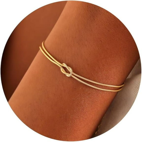 Faty-T Gold Bracelets for Women Matching Bracelets for Couples 14K Gold Plated Love Knot Bracelet Dainty Forever Infinity Bracelets Friendship Jewelry Gifts