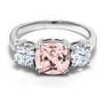 thumbnail image 3 of Gem Stone King 3.50 Cttw Peach Nano Morganite and White Zirconia 3-Stone Engagement Ring for Women | 925 Sterling Silver | Cushion 8MM | Wedding Engagement Anniversary Promise Ring for Women| Size 8, 3 of 6