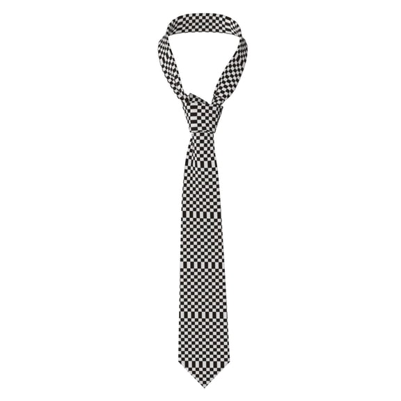 Fuzoiu Black and White Checkerboard Print Men's Necktie,Business Necktie,Mens Ties for Business Wedding Graduation