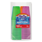 Hefty® Easy Grip Disposable Plastic Party Cups, 16 Oz, Assorted, 100/pack, 4pk/carton