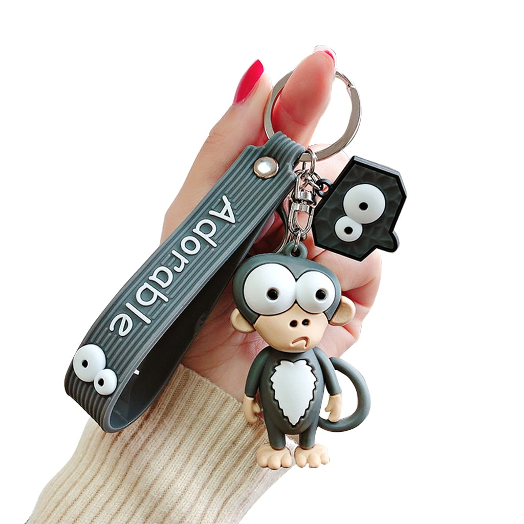 Cute Monkey Keychain Key Ring 2” Rubber Kawaii US Seller 