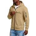 thumbnail image 4 of Chiccall Mens Fleece Hoodie Cargo Long Sleeve Full Zip Drawstring Hooded Sweatshirts Casual Loose Fit Athletic Jacket with Multi Pockets, 4 of 7