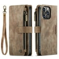thumbnail image 2 of CaseMe Case for iPhone 13 Pro Wallet Case for Women Men, Fashion Durable PU Leather Magnetic Flip Lanyard Strap Wristlet Zipper Card Holder Wallet Phone Case for iPhone 13 Pro 6.1-inch,Brown, 2 of 11