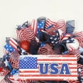 thumbnail image 6 of Lksixu Independence Day Patriotic Wreath for Front Door, 18 inch Red White & Blue Burlap Mesh Garland, 4th of July American Flag Ribbon Mesh Wreath Welcome Door Hanging Ornaments for Window Wall, 6 of 9