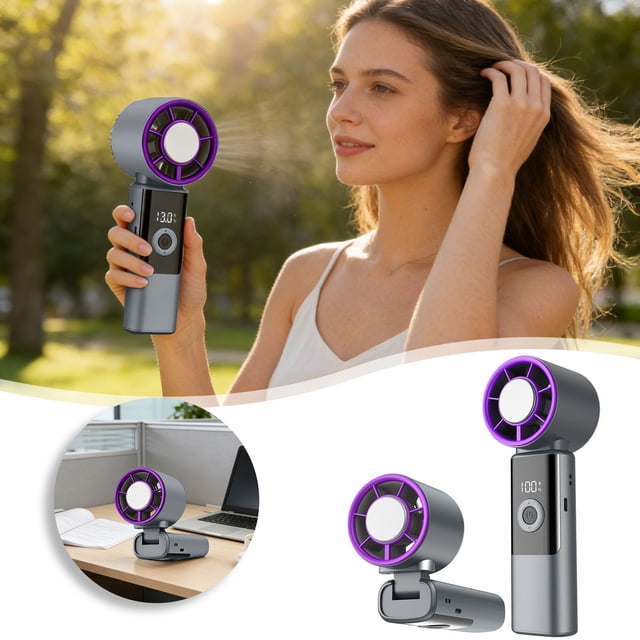 Klonfd Portable USB Handheld Fan With Strong Wind Power Personal Fan For Desk Travel Outdoor Use