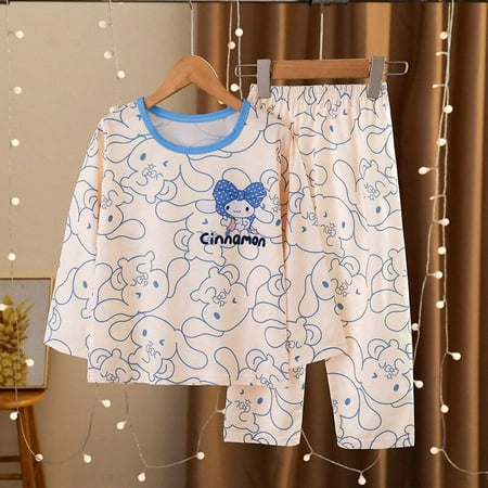 

Anime Sanrio Hello Kitty Kuromi Pochacco Children s Long-sleeved Pajamas Kawaii My Melody Fall Girls Casual Round Neck Homewear