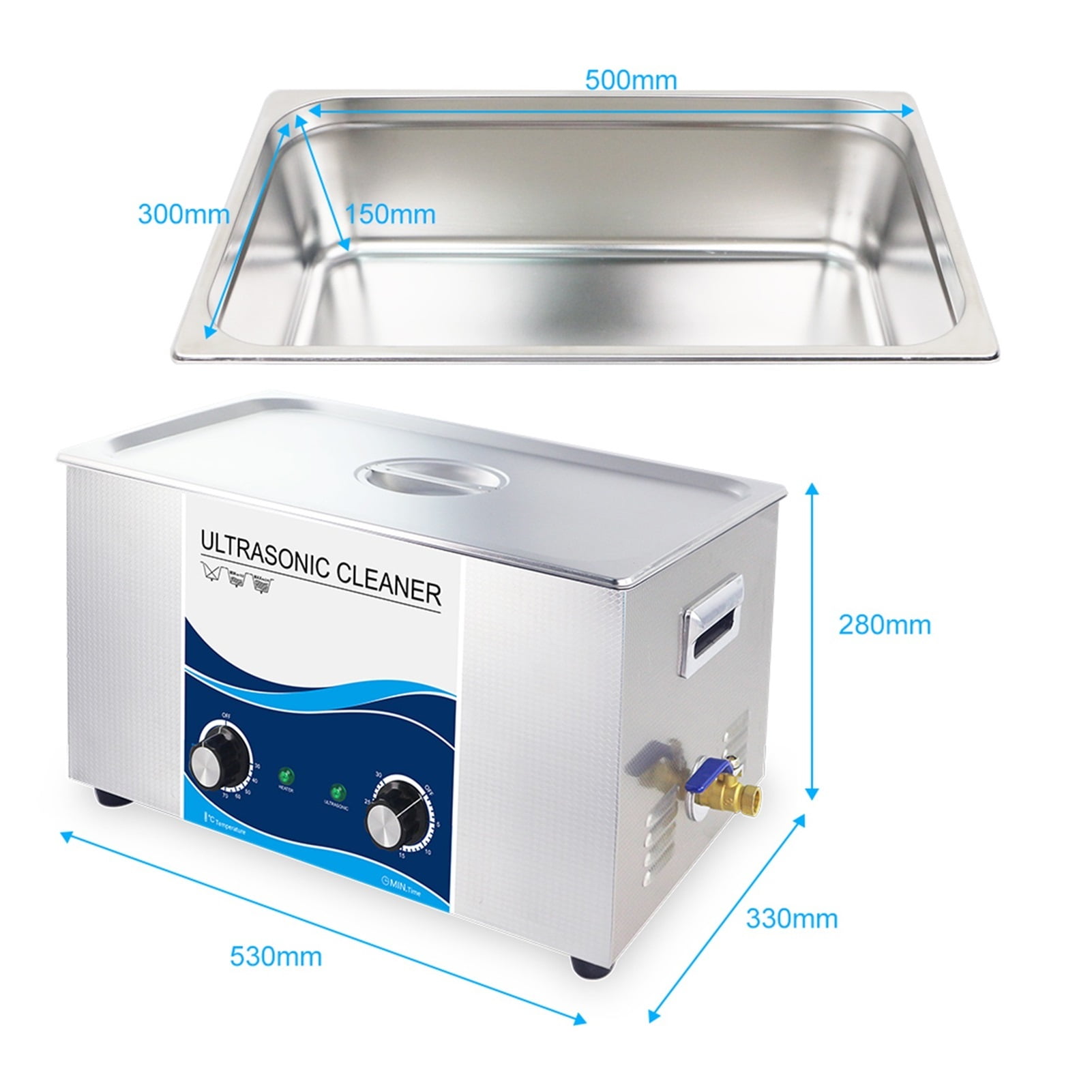 Ultrasonic Cleaner Industrial 22L 900W Heated Timer Stainless Steel Ultrasound Bath For 3D Eyeglasses Auto Engine Parts ,Strong Cleaning