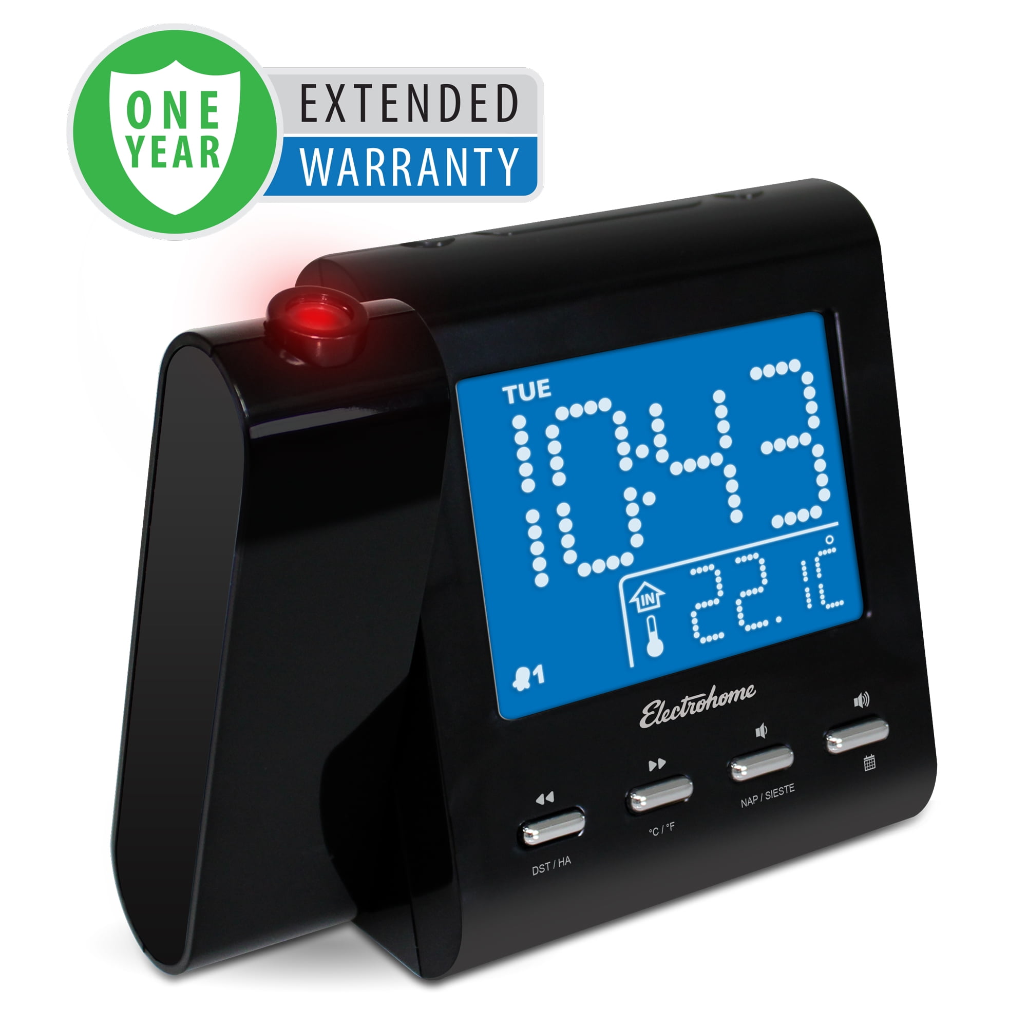 Electrohome Projection Alarm Clock With Am Fm Radio Battery Backup Electrohome Projection Alarm Clock With Am Fm Radio Battery Backup Auto Time Set Dual 3 5mm Audio Input 1 Year Extended Warranty