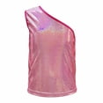 thumbnail image 4 of BOOMNY Carnival Toddler Baby Girls Sequins Cropped Tops One Shoulder Glitter T Shirts for Girls Sparkly Slim Fit Funny Party Stage Performance Tops, 4 of 6
