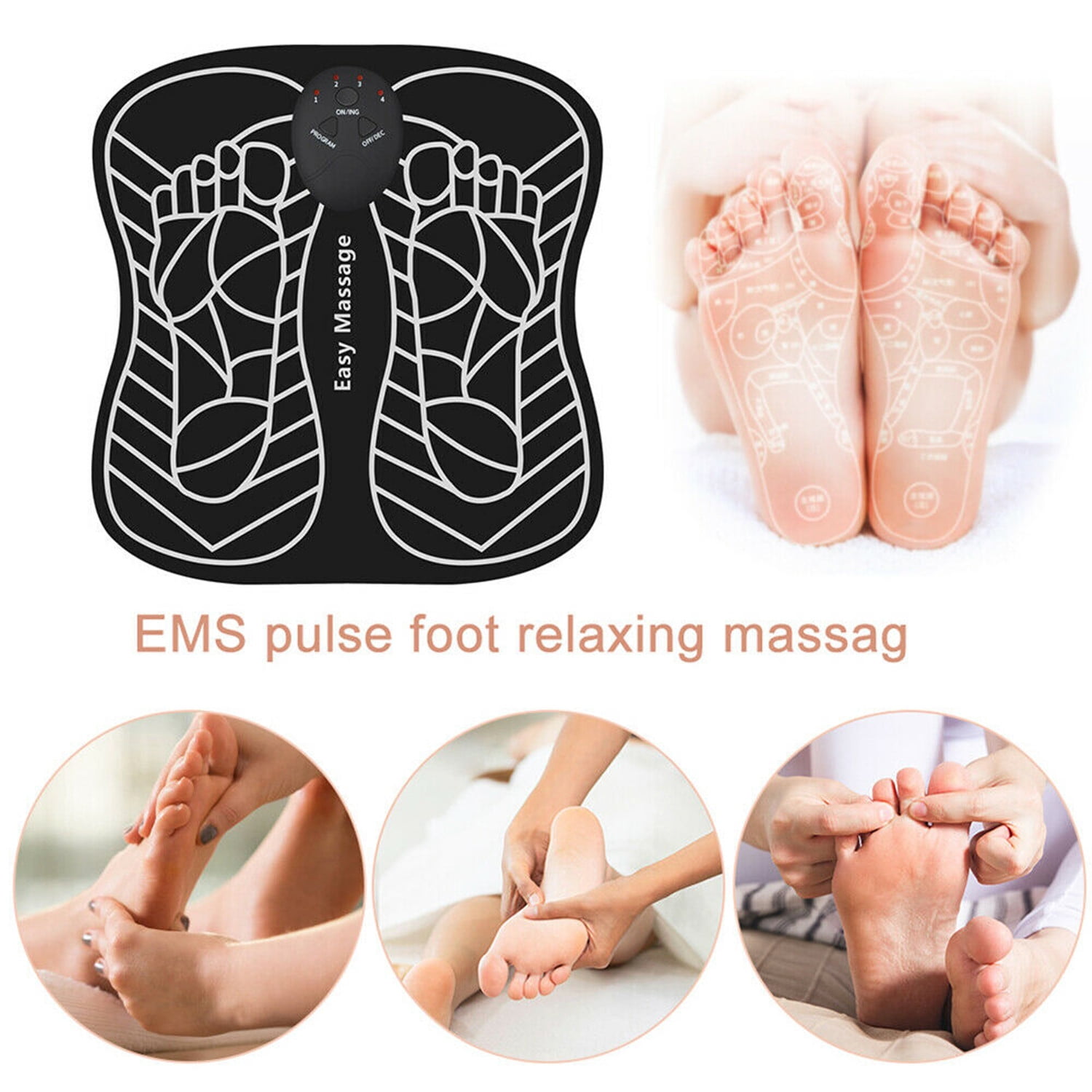 Ems Foot Massager Usb Rechargeable Electric Foot Stimulator Massager 6 Modes 9 Intensity