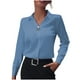 thumbnail image 3 of Manga larga blanca,Camisa de manga larga con solapa para mujer, color liso, informal, de poliéster, cómoda para uso diario, sopatenor, 3 of 8