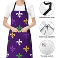 thumbnail image 6 of Uemuo Purple Mardi Gras Pattern Waterproof Apron Adjustable Dishwasher Apron- Apron for Women Men Heavy Duty Work Apron for Dishwashing Chemical Lab, 6 of 9