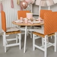 thumbnail image 3 of White Diamond Lattice Chair Back Covers Set of 8, Orange Blue Retro Plaid Texture Stretch Dining Chair Back Slipcovers Removable Seat Cover for Kitchen Restaurant Hotel Cafe, 3 of 9