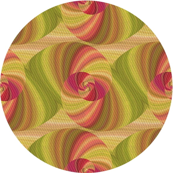 Ahgly Company Machine Washable Indoor Round Transitional Yellow Area Rugs, 6' Round