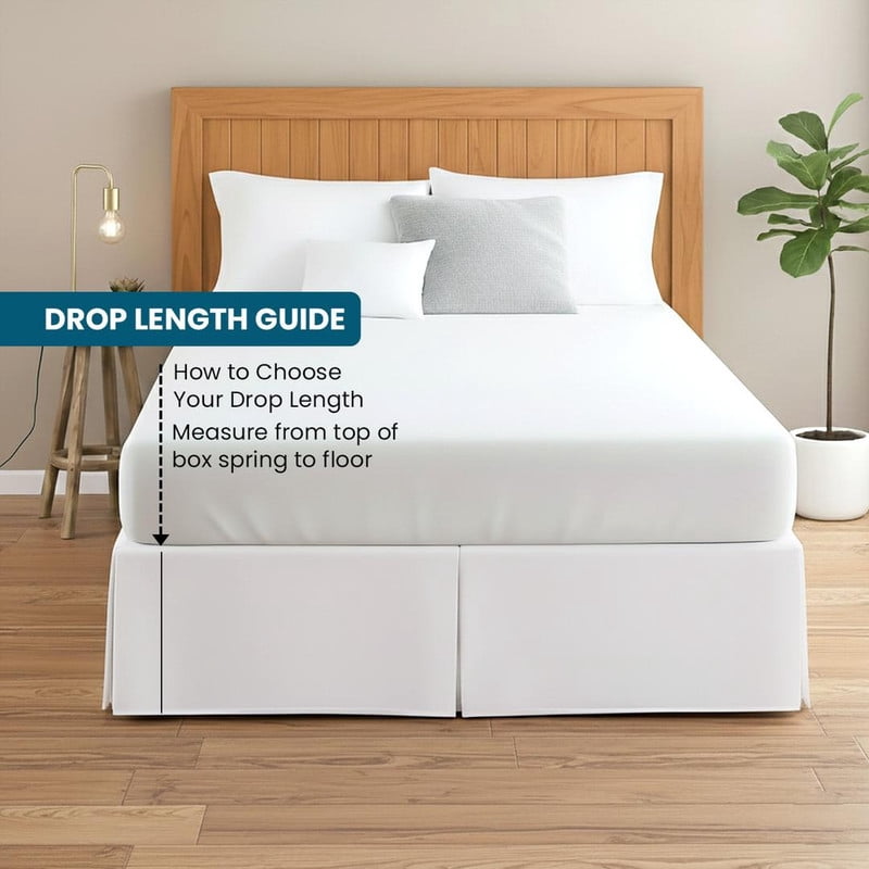 550-TC Egyptian Cotton Dust Ruffle/Bed Skirt King Size 1-Pieces Split Corner Tailored Bed Skirt 12" Inch Drop Length White Solid