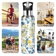 thumbnail image 5 of Blue and Yellow Florals Watercolor Sports Bottle with Straw Stainless Steel Water Jug Portable Thermal Cup Leak-proof 600ML, 5 of 9