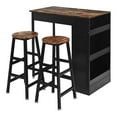 thumbnail image 1 of Pemberly Row Ensemble de Table de Bar Industriel en Acier 3 Pcs avec Rangement Noir, 1 of 11