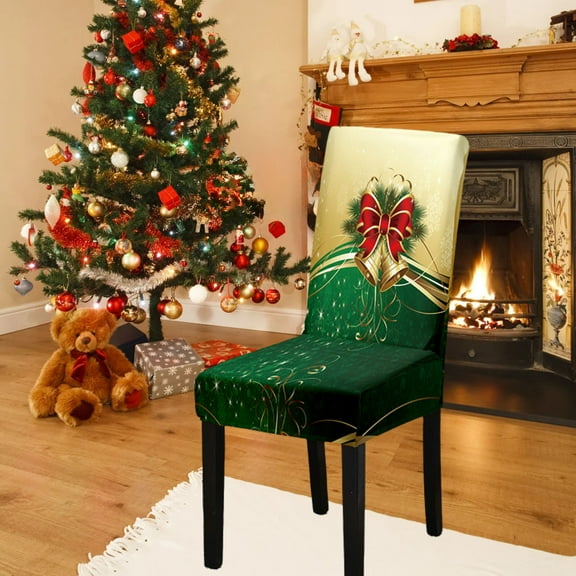 Danhjin Christmas Chair Covers, Dining Room Chair Covers Removable Washable Chair Back Protectors for Home Holiday Kitchen Decor, Seat Covers for Christmas Party, 17.72x15.75x15.75in