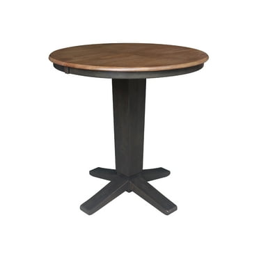 36" Solid Wood Round Top Pedestal Dining Table with 12" Leaf - 36.1"H