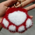 thumbnail image 4 of Cat Keychain, Key Covers for Car Keys, 3 in Diameter Faux, Cat Paw Squeeze, Gold Keychain Clip, Bag Hanging, Red White Hue, 1 Pc, 4 of 7