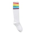 thumbnail image 6 of JeashCHAT 1Pair Thigh High Socks Over Knee Rainbow Stripe Girls Football Socks Black White, 6 of 9