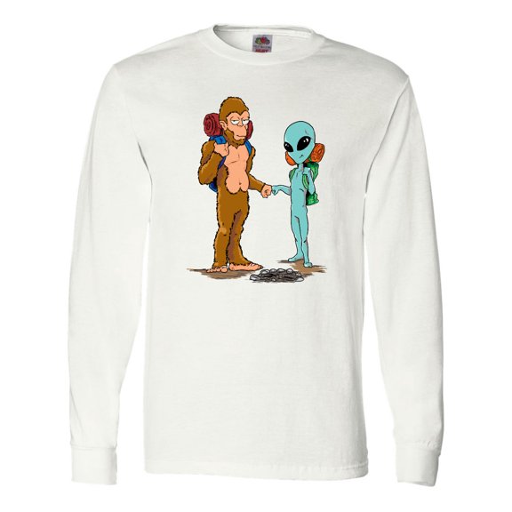 Inktastic Camping Bros Bigfoot and Alien Long Sleeve T-Shirt