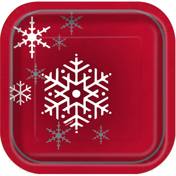 7" Square Sparkle Christmas Tree Paper Dessert Plates, 28ct Walmart
