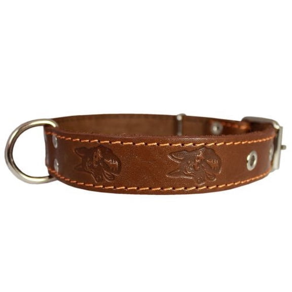 Genuine Leather Dog Collar 1.25"x22" Fits 15"-20" Neck, Brown