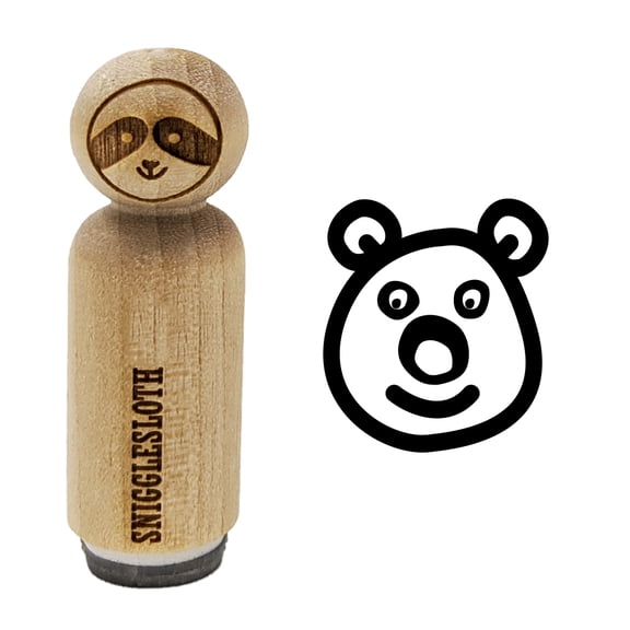 Bear Face Doodle Rubber Stamp for Scrapbooking Crafting Stamping - Medium 1 Inch