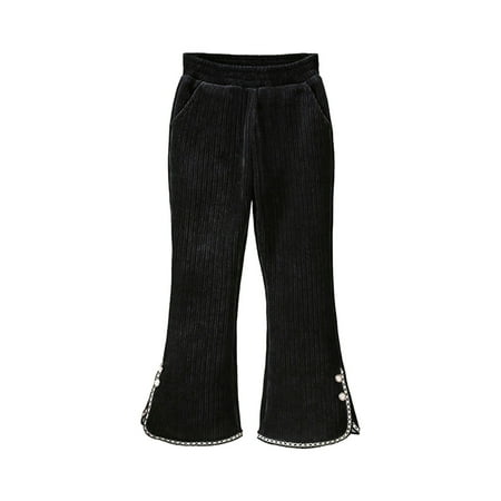 

Jgppe Baby Girls Corduroy Pants Winter and Fall Elastic High Waist Split Hem Flare Leg Pants with Pockets 4-9 Years
