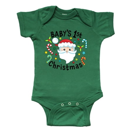 

Inktastic Baby s 1st Christmas Santa with Candy Canes Gift Baby Boy or Baby Girl Bodysuit