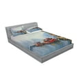 thumbnail image 2 of Ambesonne Colorful Fitted Sheet & Pillow Sham Set, Harbor Boats and Birds, Queen, Multicolor, 2 of 2