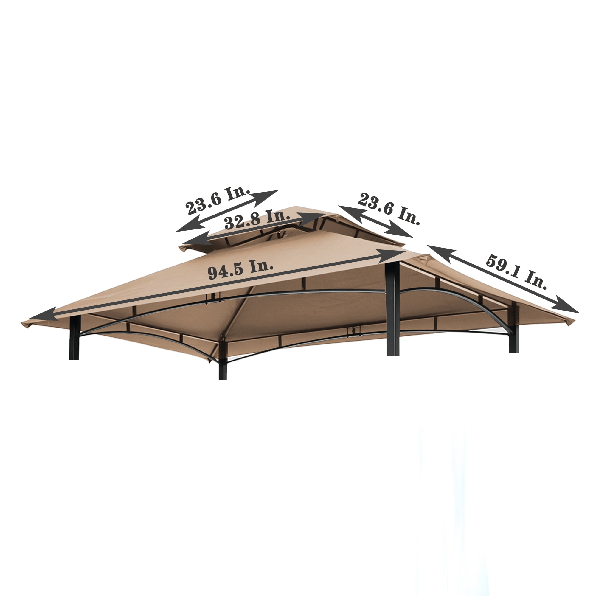 8' x 5' Replacement Gazebo Canopy Top Double Tiered Patio Cover Outdoor Garden Roof Sunshade,Beige