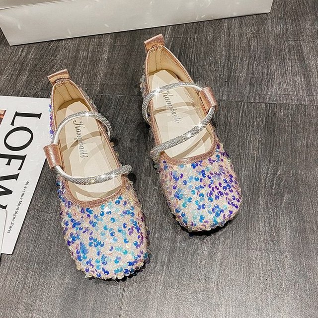 ¡Novedad de 2022! Zapatos planos a la moda para mujer, mocasines sin cordones con lentejuelas para mujer, zapatos individuales informales poco profundos, zapatos de Ballet con punta redonda39 Gao Jinjia LED
