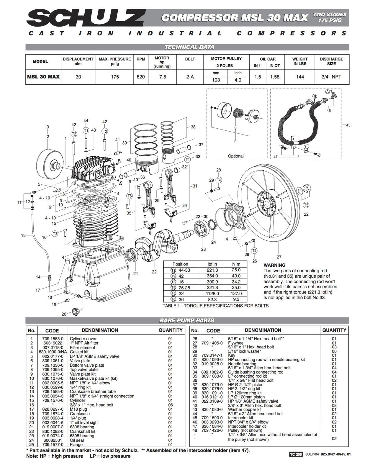 PREMIUM -Schulz L-Series 7.5-HP 80-GALLON -30 CFM -SINGLE PHASE - 230 VOLTS 1 PH Two-Stage Air Compressor 7580vl30X -1
