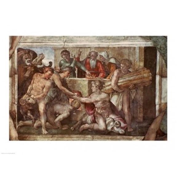 Sistine Chapel Ceiling Noah After The Flood Poster Print by Michelangelo Buonarroti - 24 x 18 in.