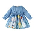 thumbnail image 2 of FAOWME Big Child Girls Dress Long Sleeve Round Neck Cartoon Animal Print Elegant Stylish Dresses For Casual Daily Wear Blue 9-12 Months, 2 of 8