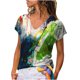 thumbnail image 1 of Blusa de manga corta con cuello en V y estampado de grafiti para mujer Pompotops hkajfhjk459151, 1 of 8